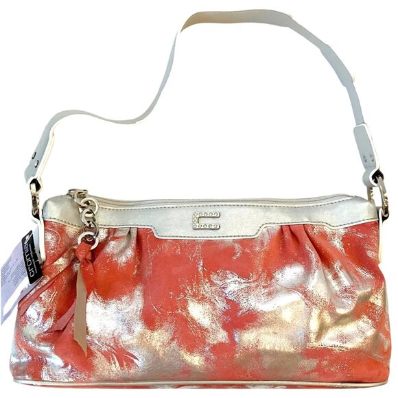 New Cromia Designer Leather Silver Peach Shoulder Handbag Purse- Made in Italy - Picture 1 of 16